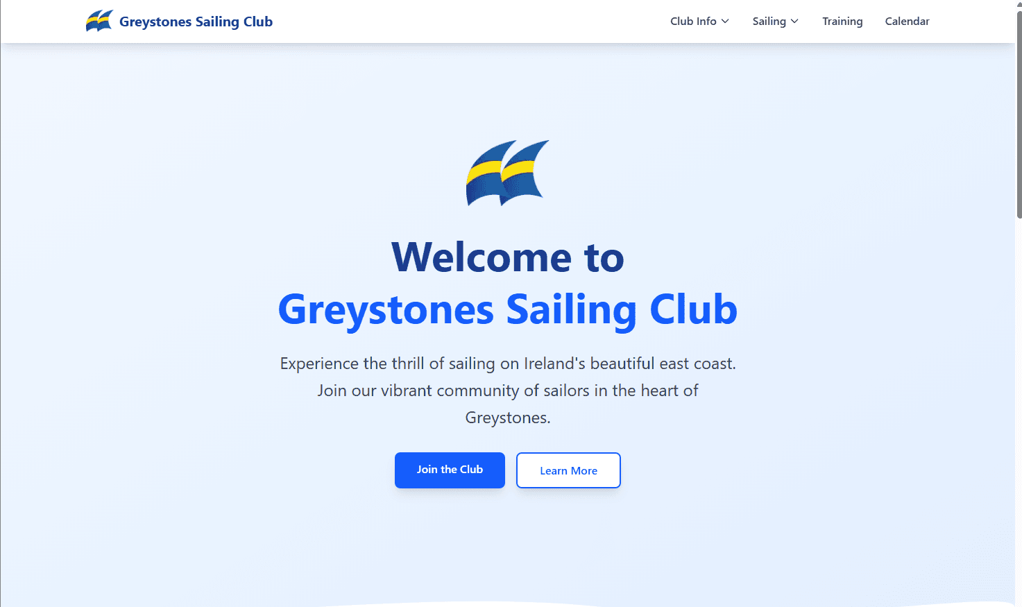 Greystones Sailing Club Website Screenshot