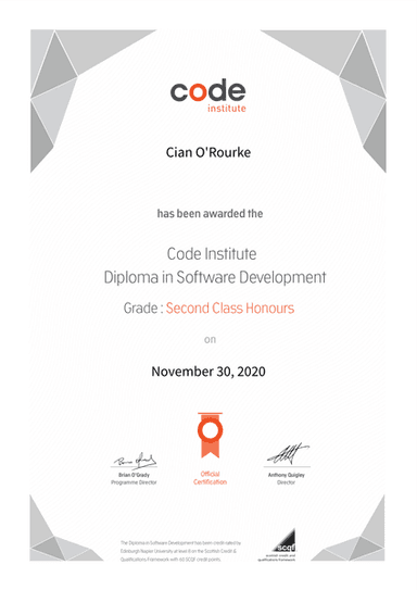 Full Stack Software Development Certificate
